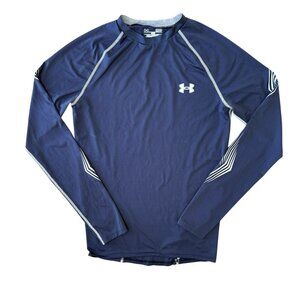 Under Armour Fitted Long Sleeve Shirt Mens Small Grippy Compression Blue